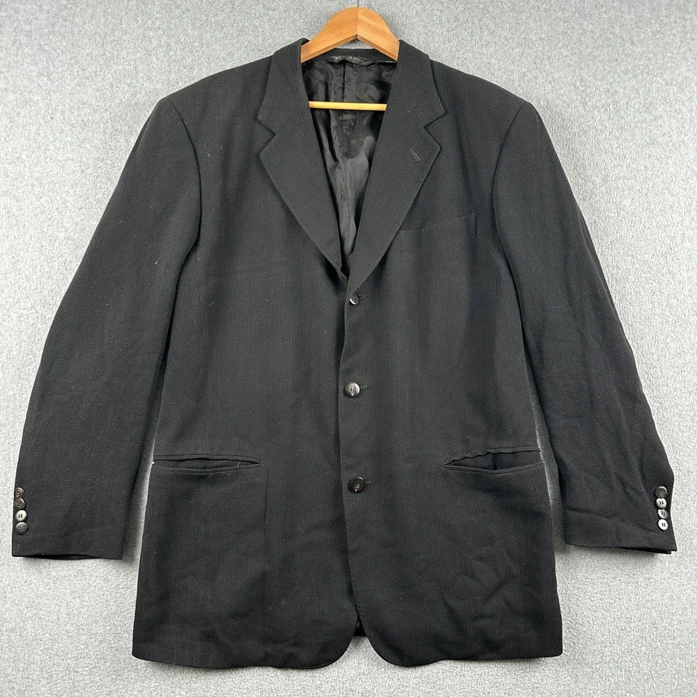 Donna Karan Blazer Mens 42 Black Sartoriale Wool Rayon Made in Italy‎ Sport Coat
